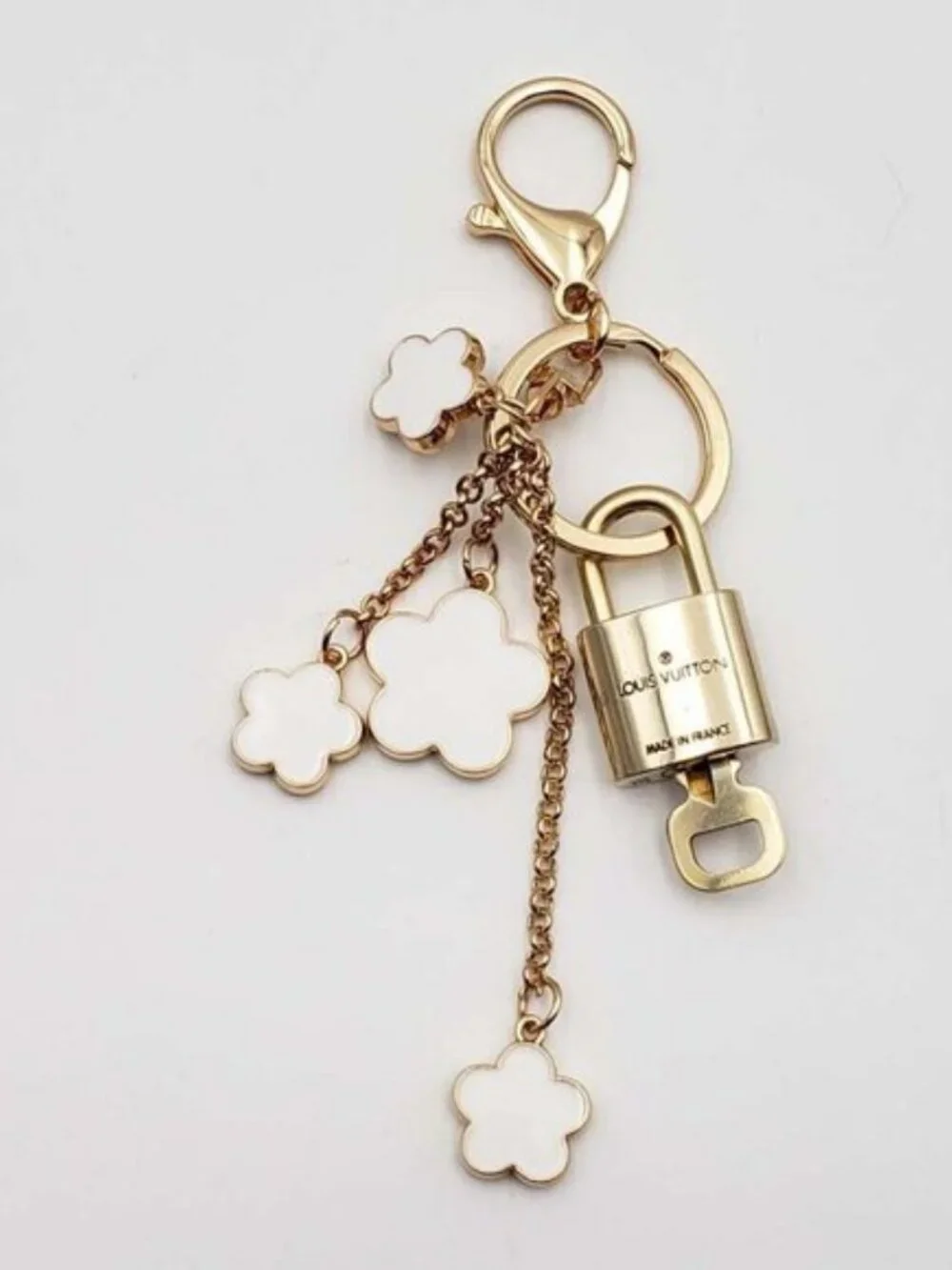Authentic Louis Vuitton Gold Lock 🔒 Keychain Bag Unbranded Flower Charm LV